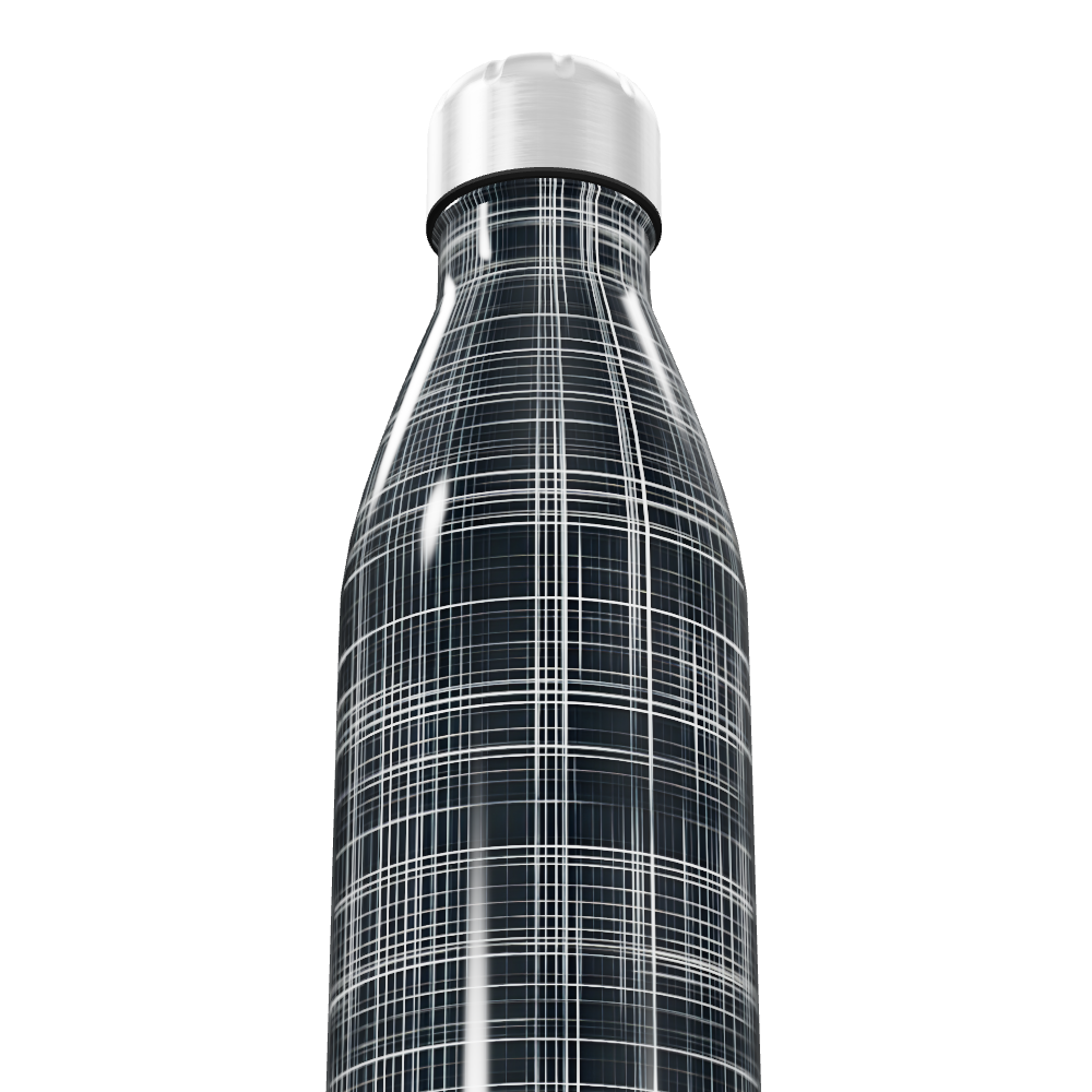 Garrafa Inox - Estampa Xadrez Preta