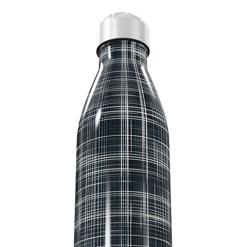 Garrafa Inox - Estampa Xadrez Preta