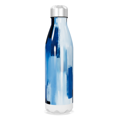 Garrafa Inox Pintura Azul Abstrata