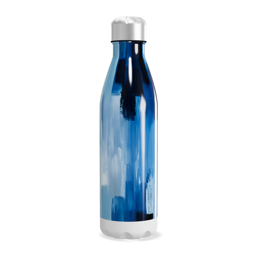 Garrafa Inox Pintura Azul Abstrata