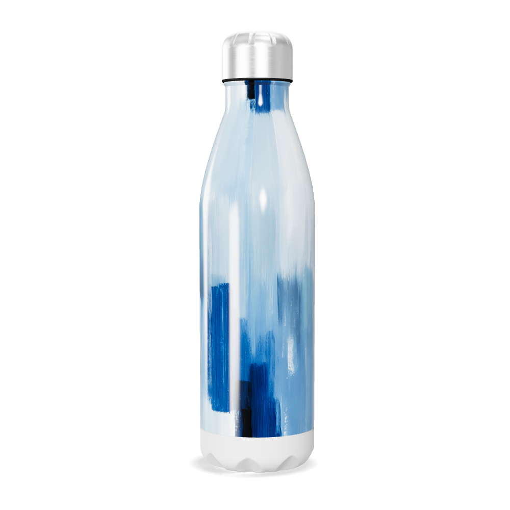 Garrafa Inox Pintura Azul Abstrata