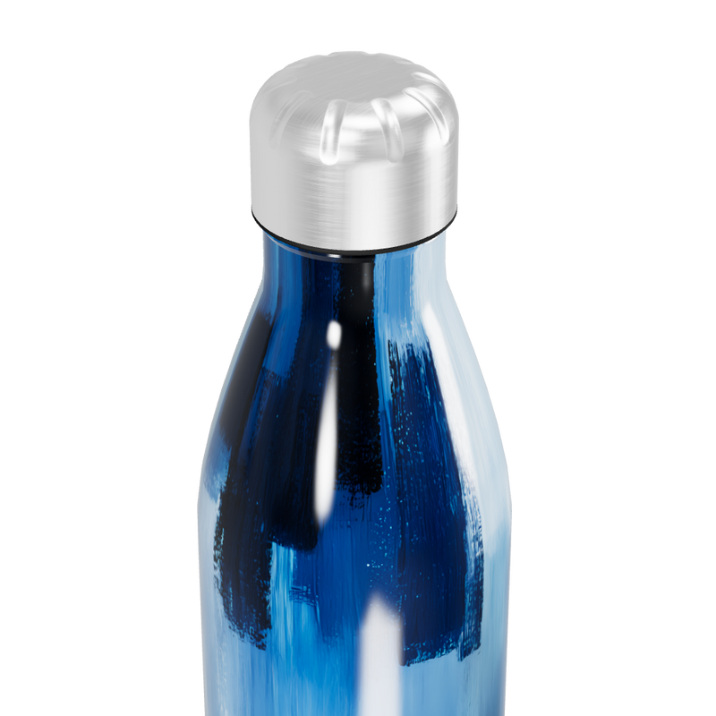 Garrafa Inox Pintura Azul Abstrata