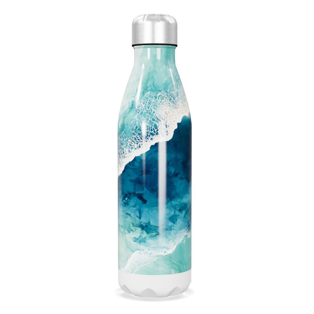 Garrafa Inox - Azul com Estampa Oceano