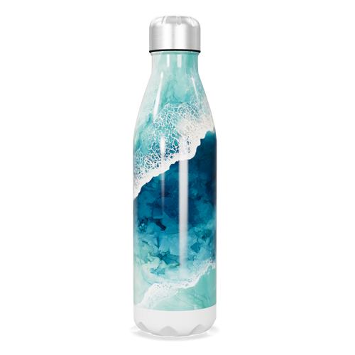 Garrafa Inox - Azul com Estampa Oceano