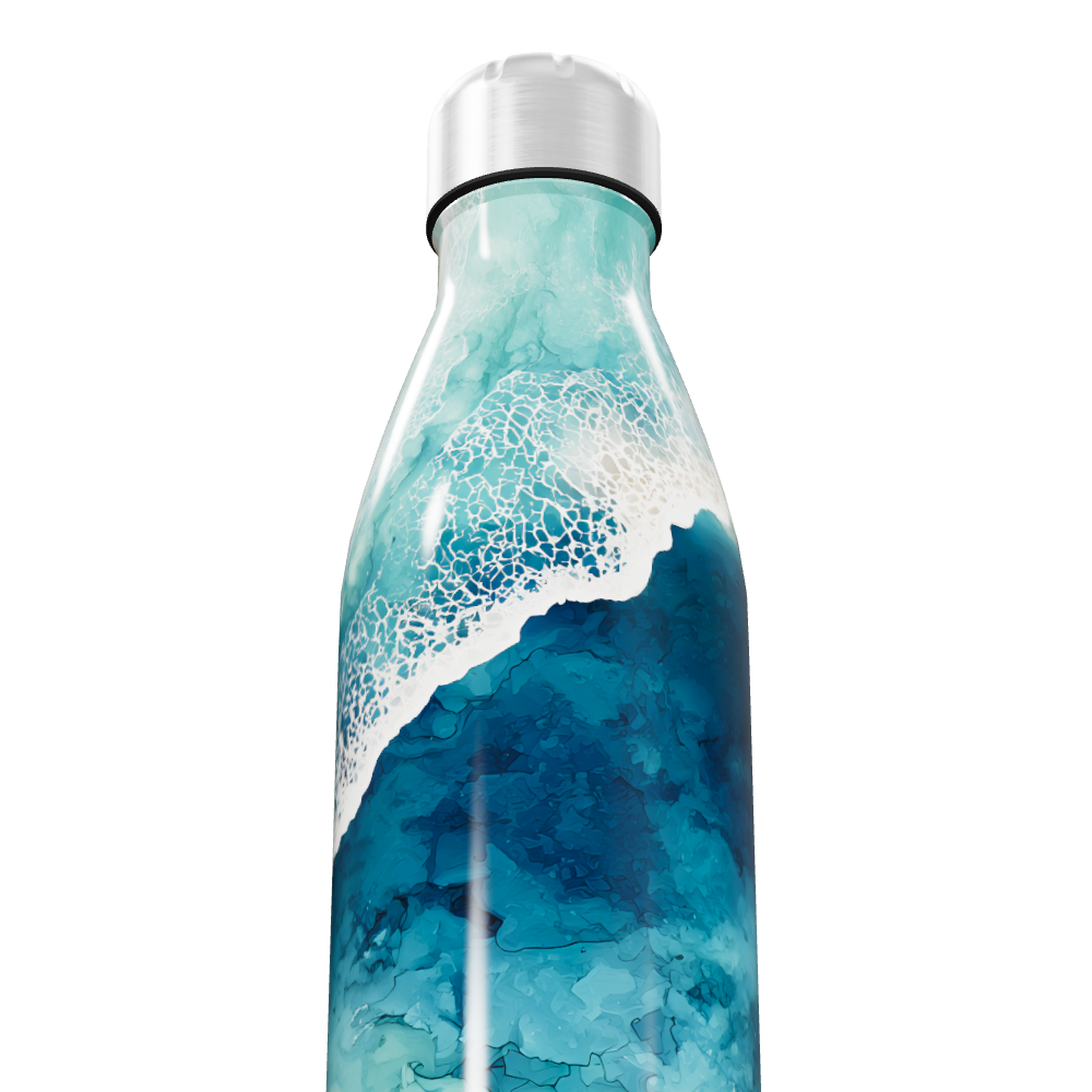 Garrafa Inox - Azul com Estampa Oceano