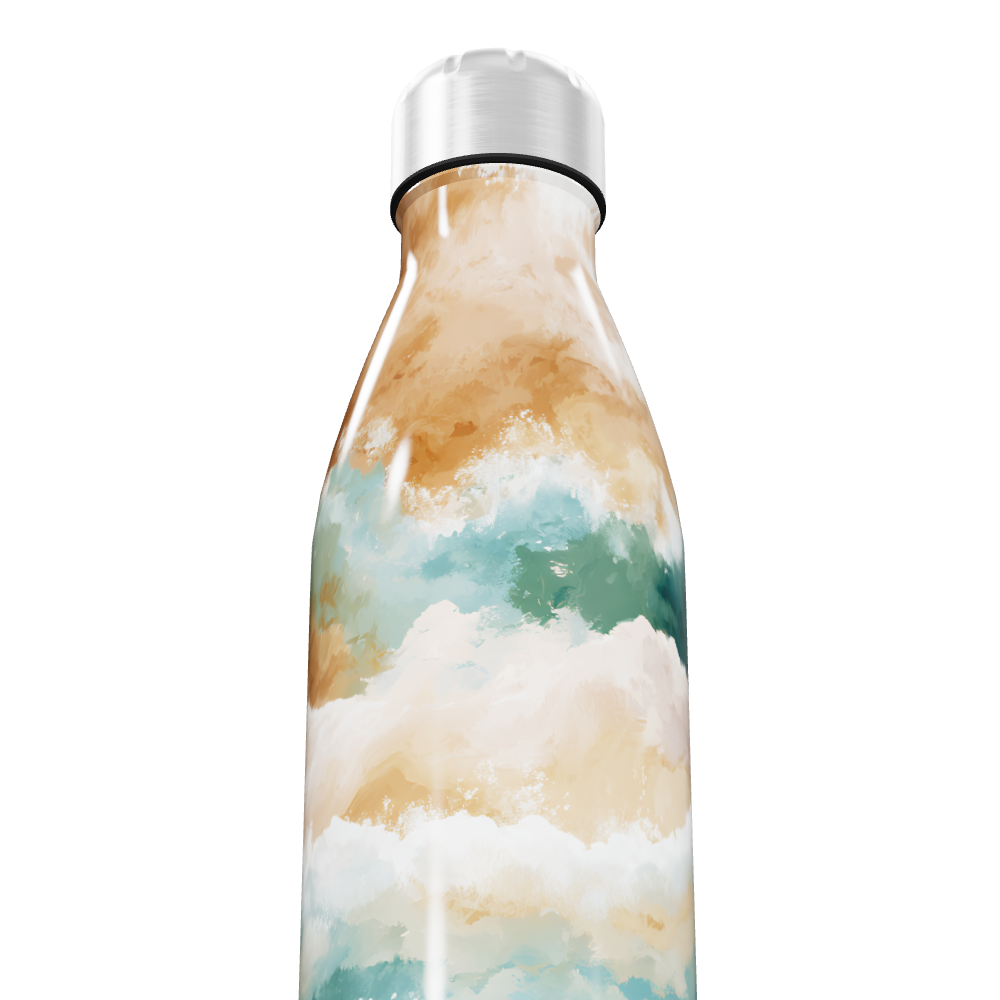 Garrafa Inox - Estampa Marrom e Azul