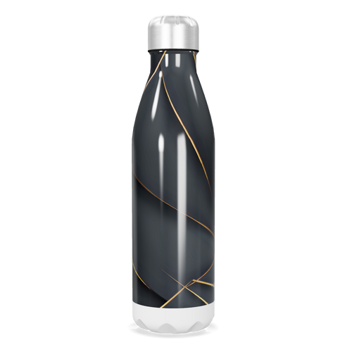 Garrafa Inox - Preta com Detalhes Dourados