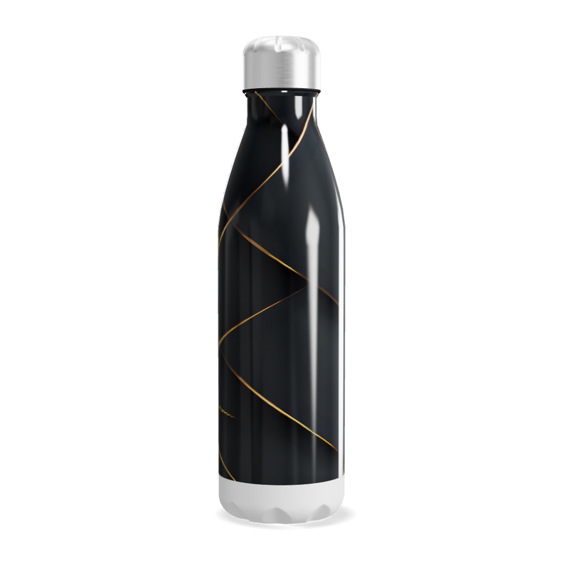 Garrafa Inox - Preta com Detalhes Dourados