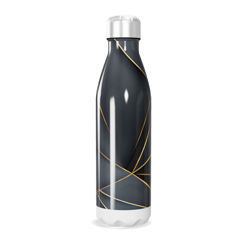 Garrafa Inox - Preta com Detalhes Dourados