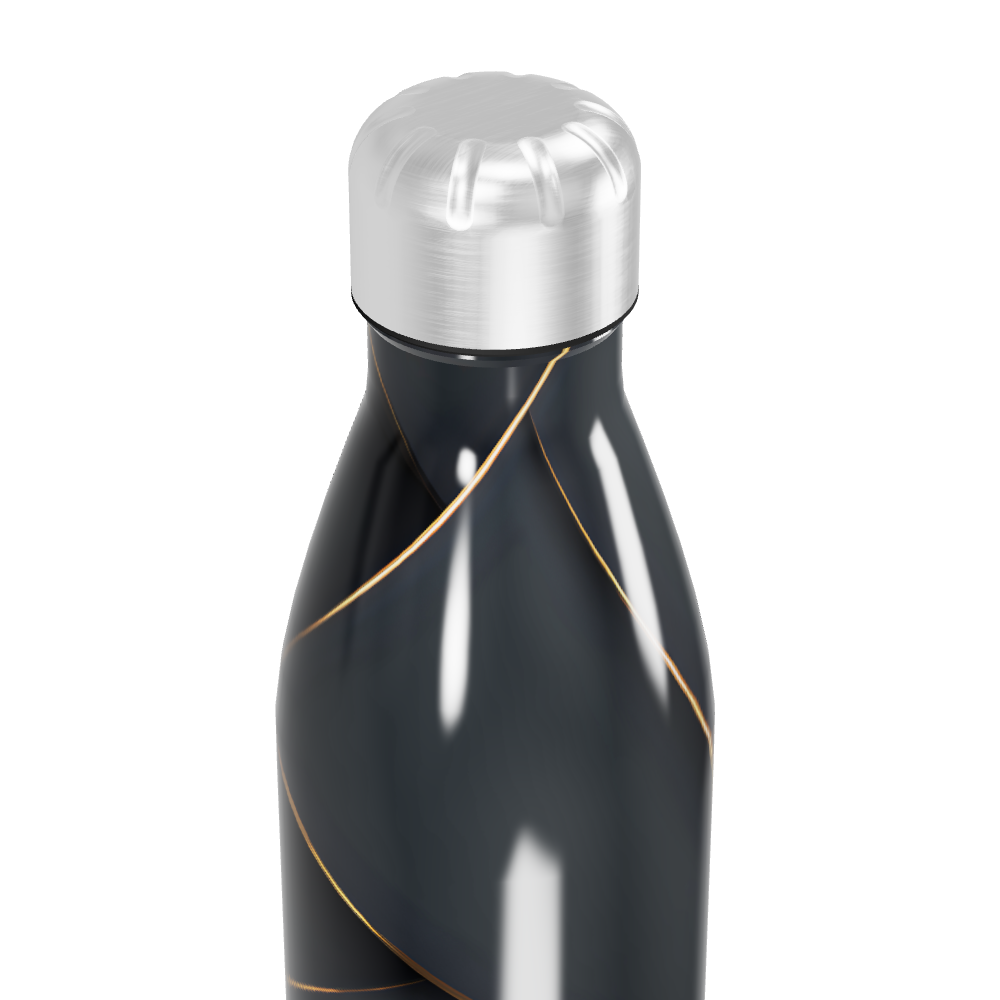 Garrafa Inox - Preta com Detalhes Dourados