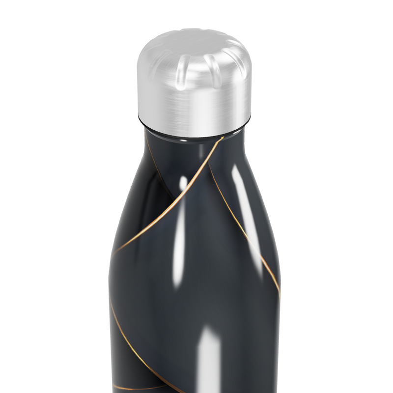 Garrafa Inox - Preta com Detalhes Dourados