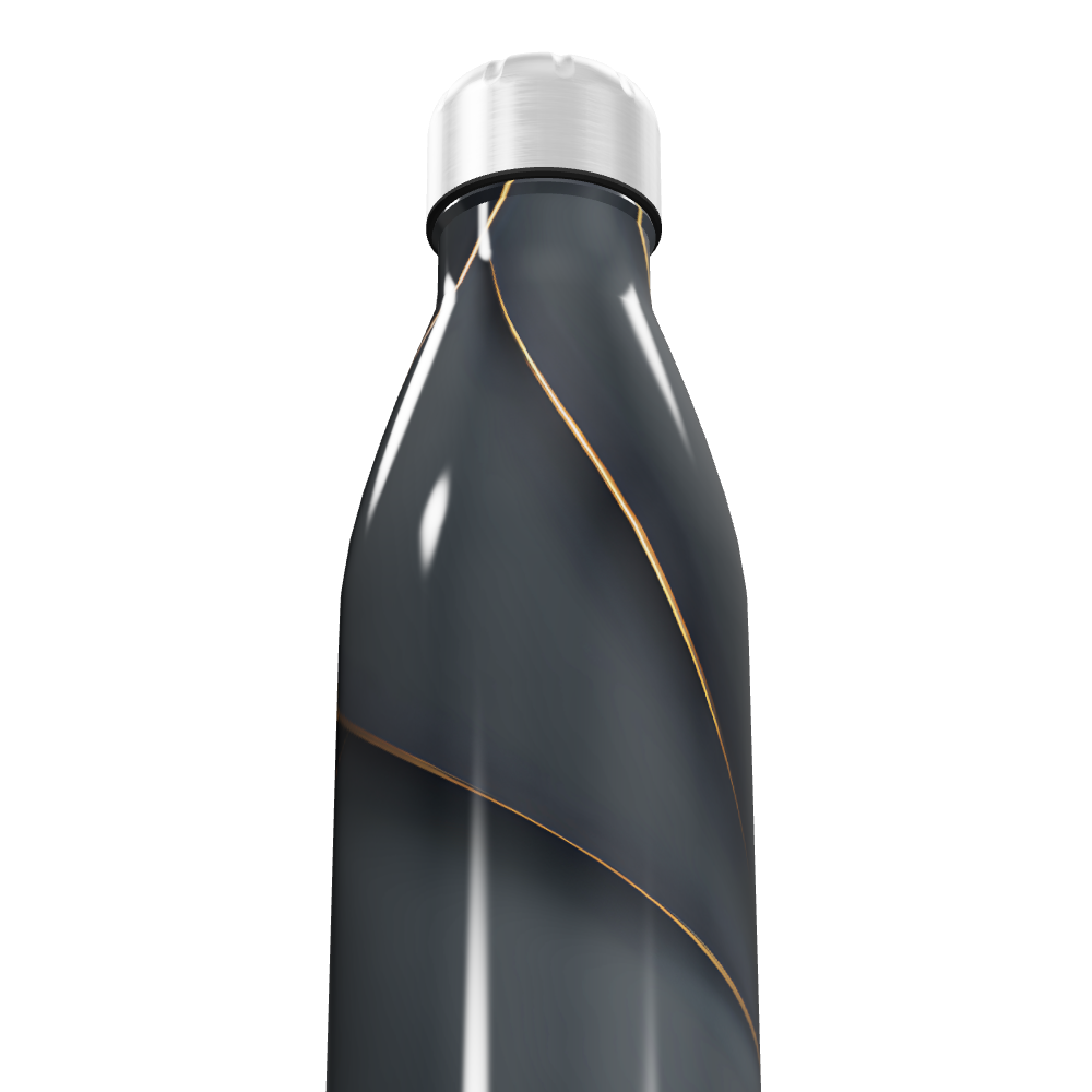 Garrafa Inox - Preta com Detalhes Dourados