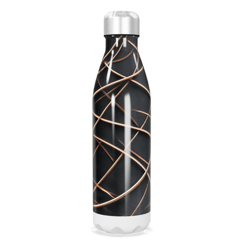 Garrafa Inox - Preta com Linhas Douradas