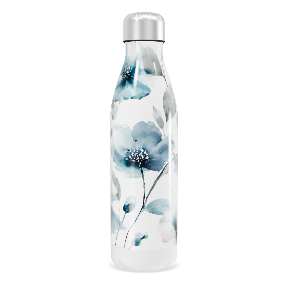 Garrafa Inox - Estampa Floral Azul