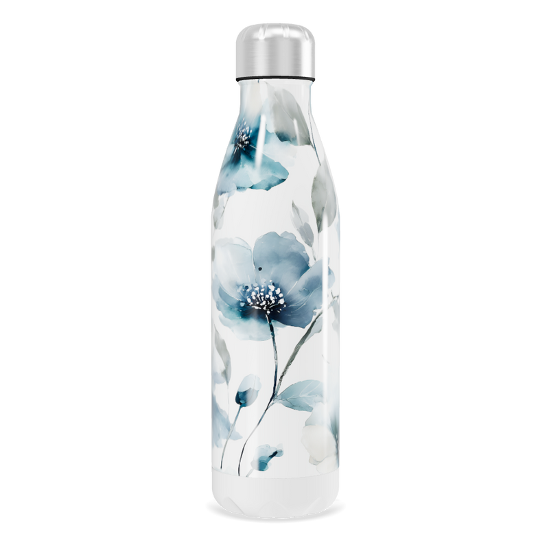 Garrafa Inox - Estampa Floral Azul