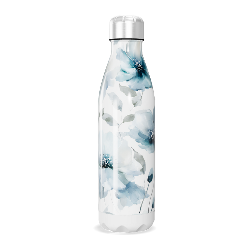 Garrafa Inox - Estampa Floral Azul