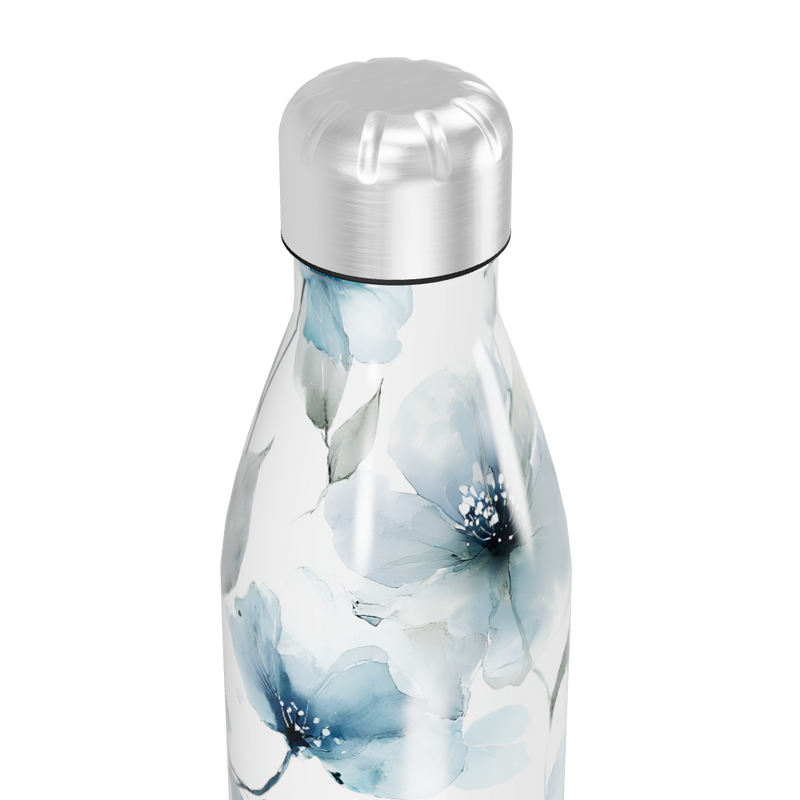 Garrafa Inox - Estampa Floral Azul