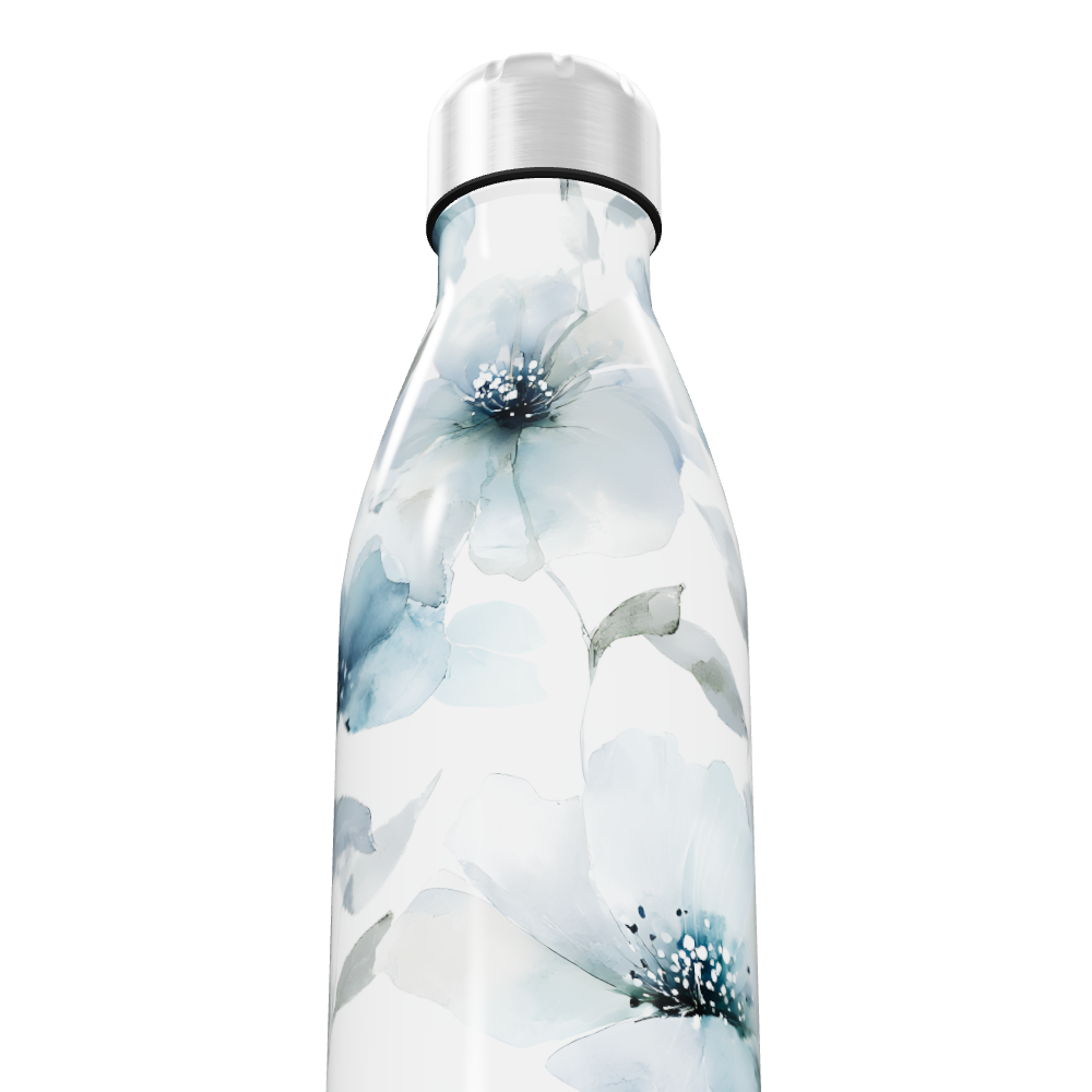 Garrafa Inox - Estampa Floral Azul
