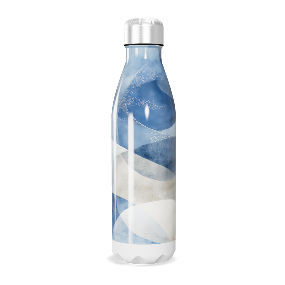 Garrafa Inox Azul - Design Geométrico