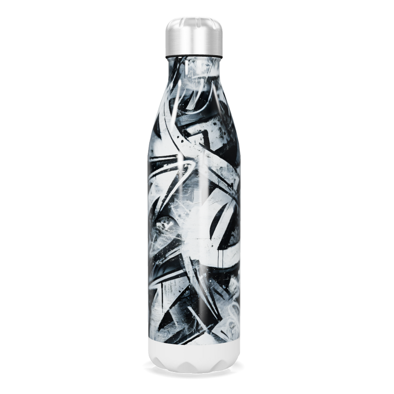 Garrafa Inox - Estampa Abstrata Preto e Branco