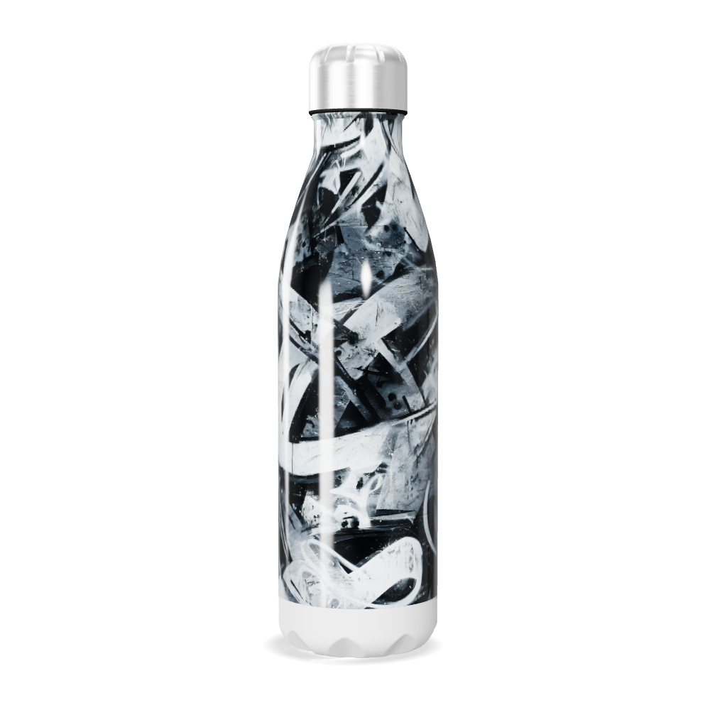 Garrafa Inox - Estampa Abstrata Preto e Branco