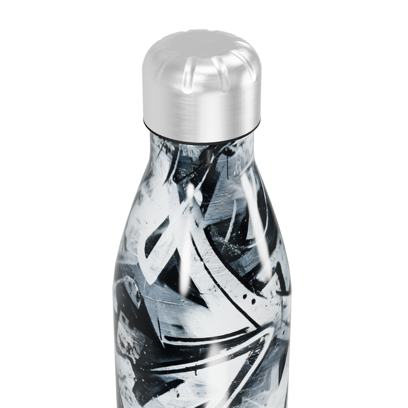 Garrafa Inox - Estampa Abstrata Preto e Branco
