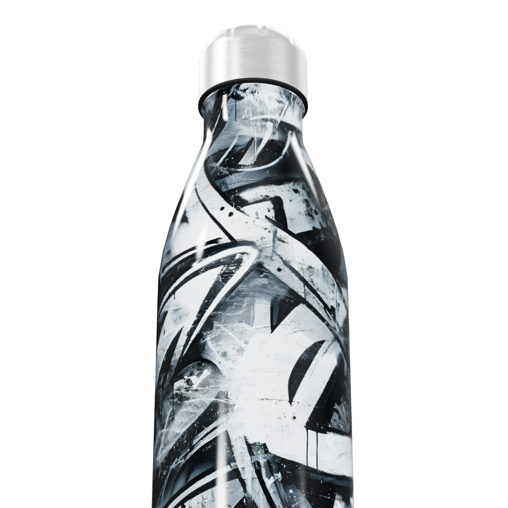 Garrafa Inox - Estampa Abstrata Preto e Branco