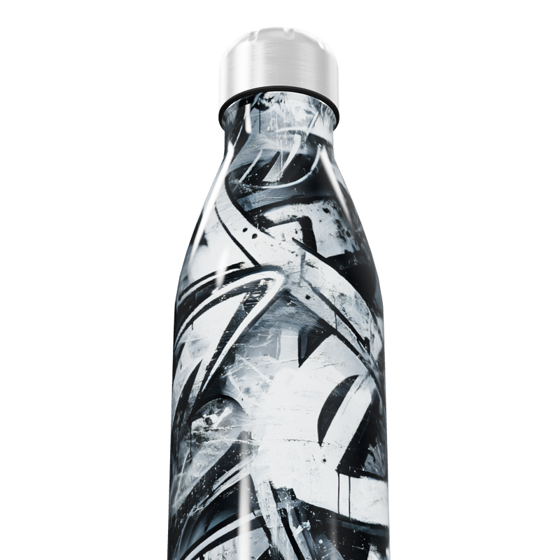 Garrafa Inox - Estampa Abstrata Preto e Branco
