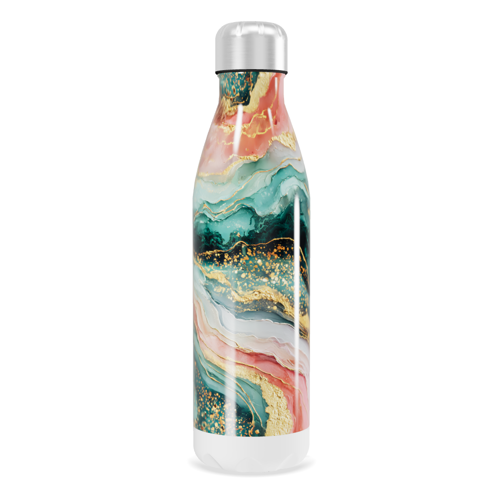 Garrafa Inox - Estampa Mármore Verde