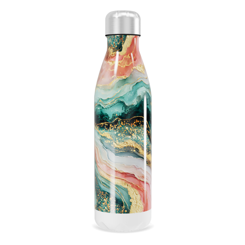 Garrafa Inox - Estampa Mármore Verde