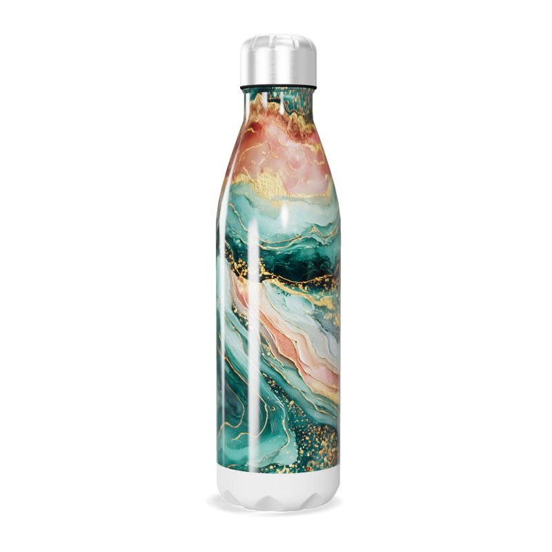 Garrafa Inox - Estampa Mármore Verde
