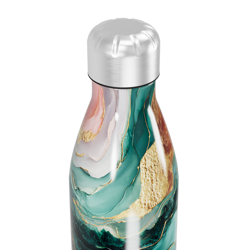 Garrafa Inox - Estampa Mármore Verde