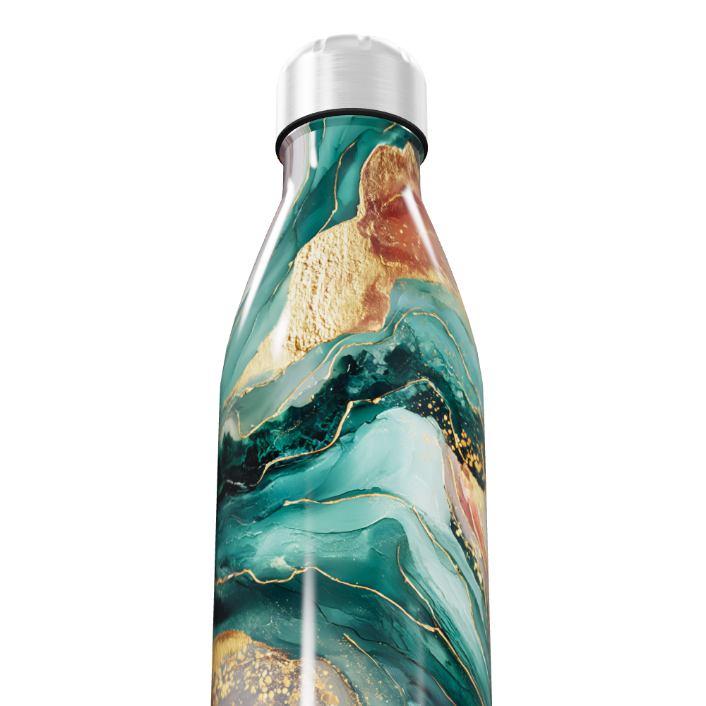 Garrafa Inox - Estampa Mármore Verde