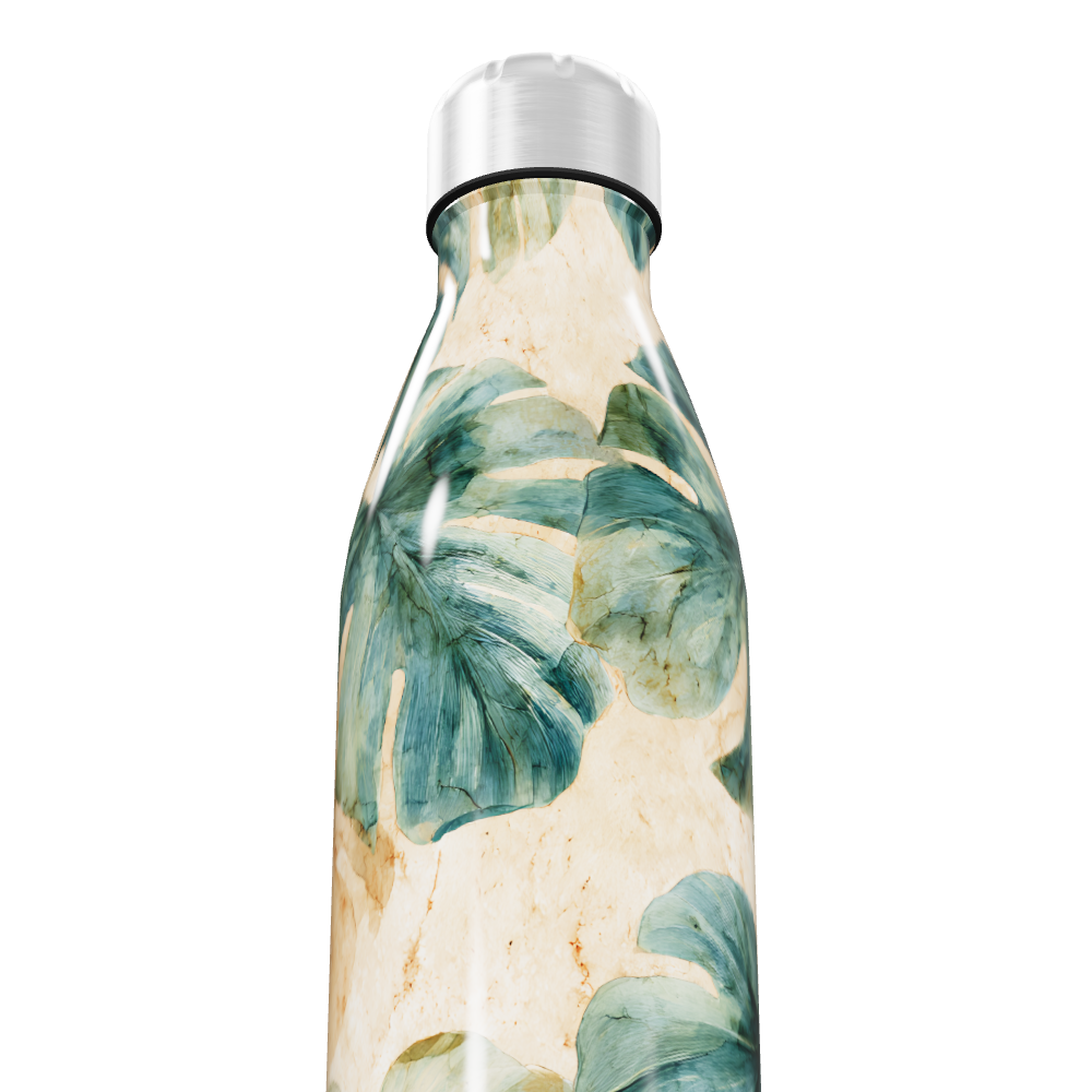 Garrafa Inox - Folhas Verde Tropical