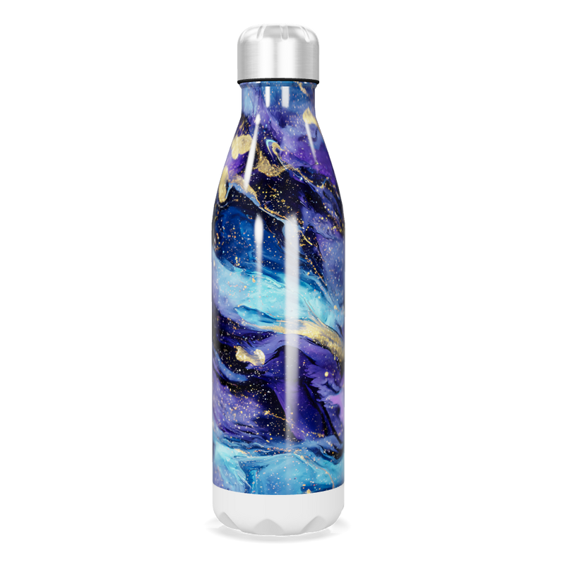 Garrafa Inox - Azul com Estampa Abstrata