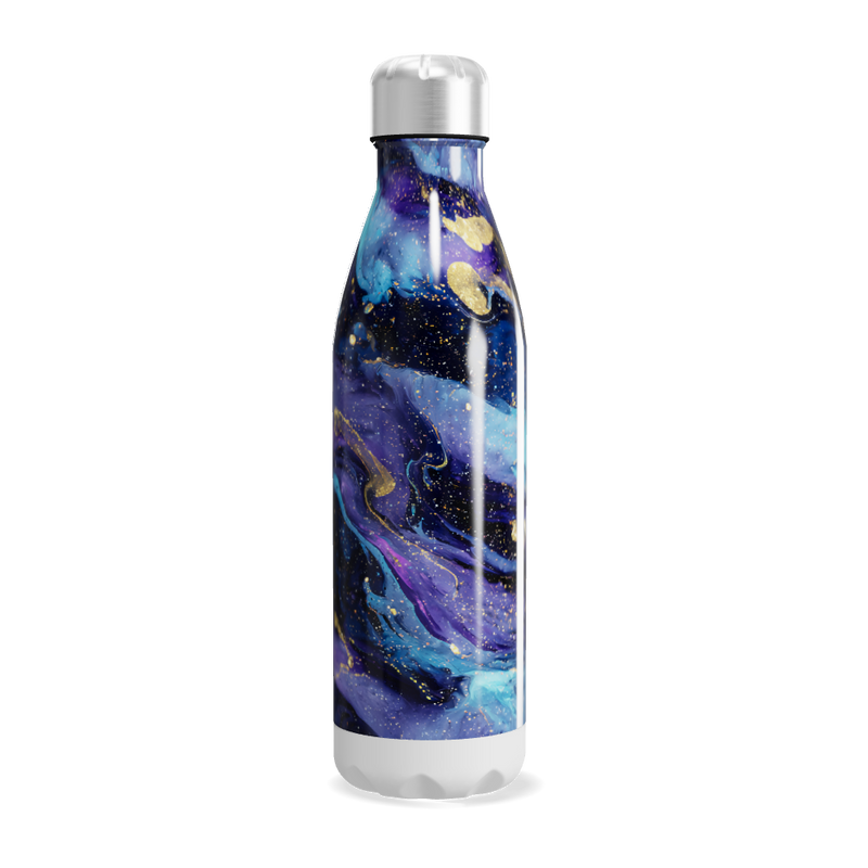 Garrafa Inox - Azul com Estampa Abstrata