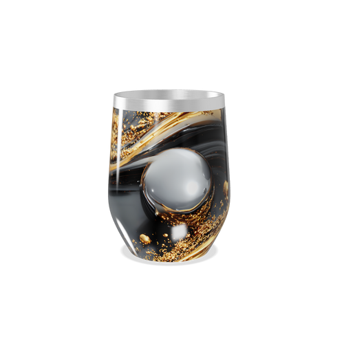 Copo Térmico Slim - Preto e Dourado Abstrato