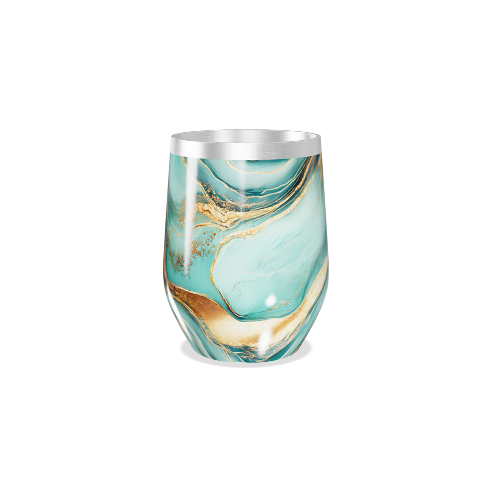 Copo Térmico Slim - Mármore Verde e Dourado