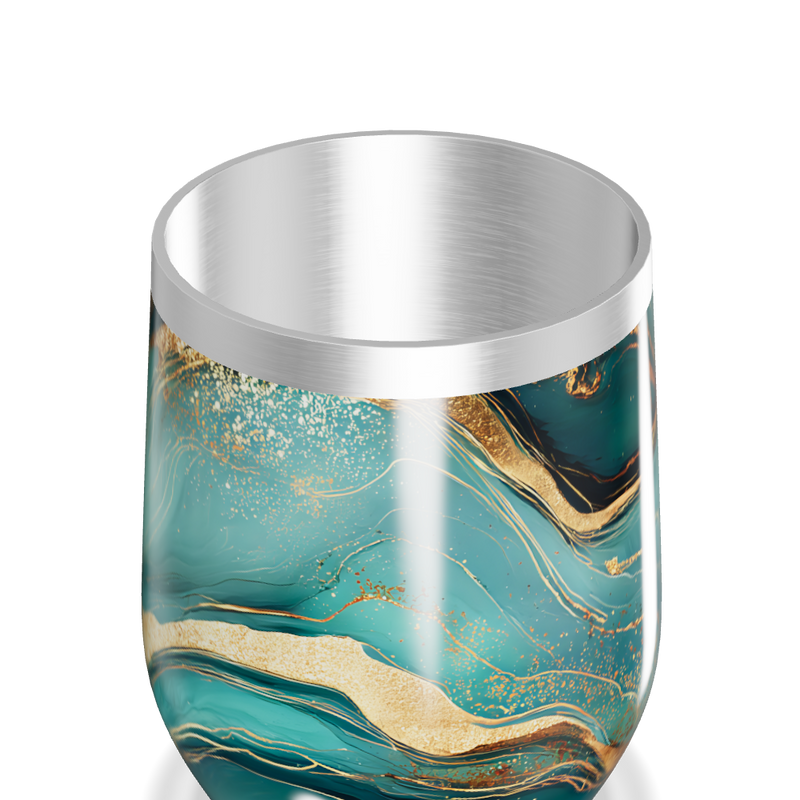 Copo Térmico Slim - Mármore Verde e Dourado