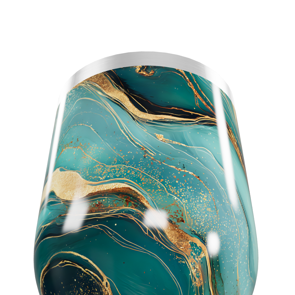 Copo Térmico Slim - Mármore Verde e Dourado