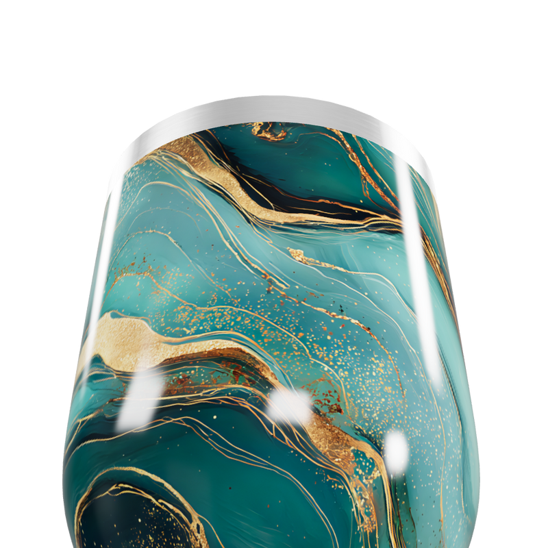 Copo Térmico Slim - Mármore Verde e Dourado