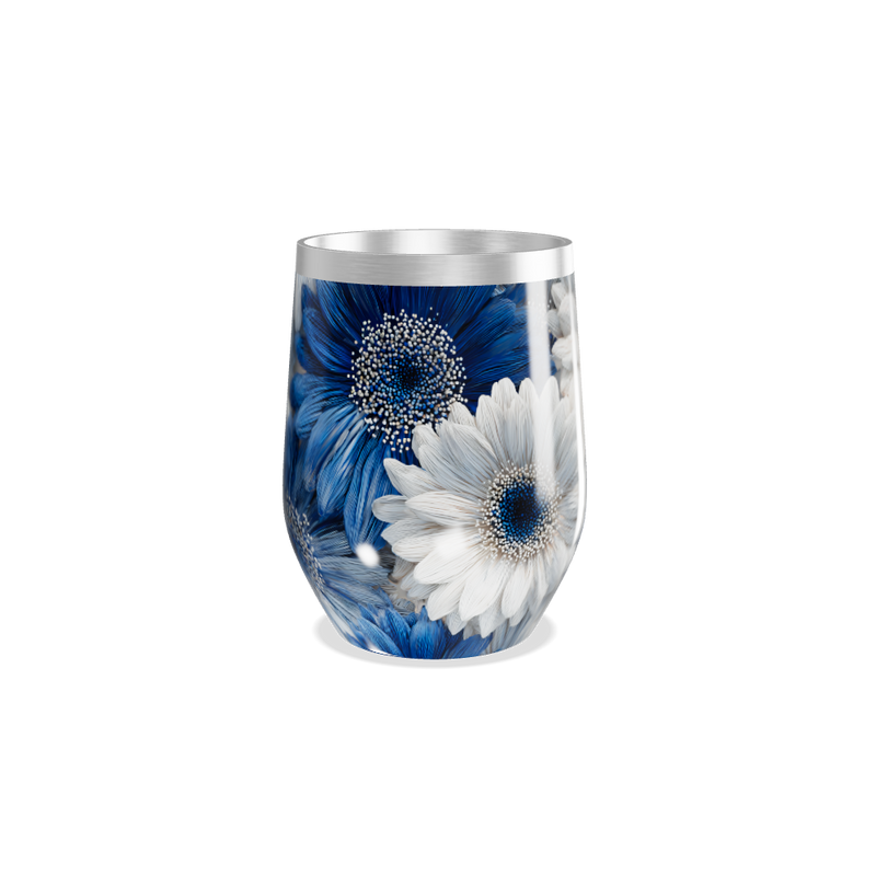 Copo Térmico Slim - Floral Azul Inox