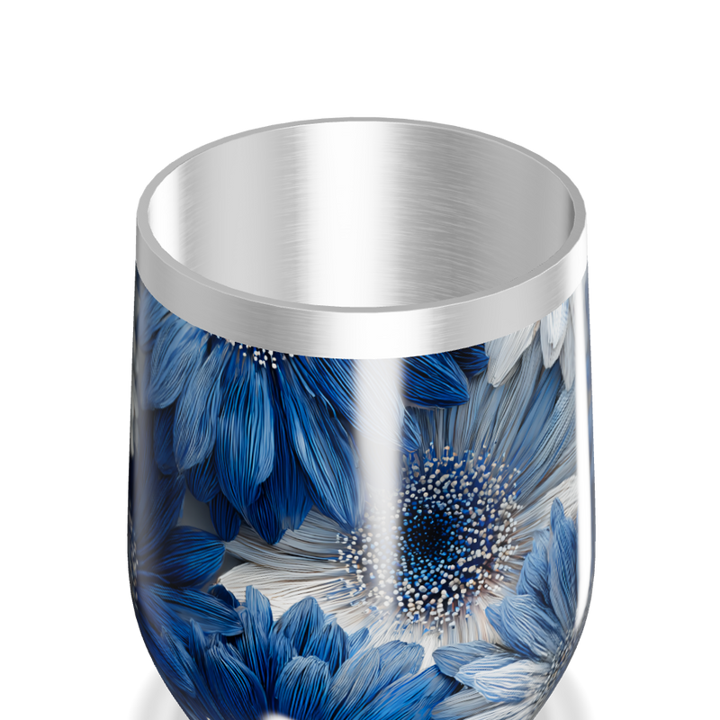 Copo Térmico Slim - Floral Azul Inox