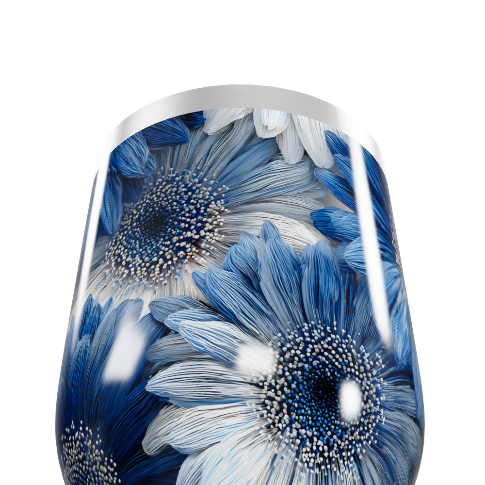 Copo Térmico Slim - Floral Azul Inox