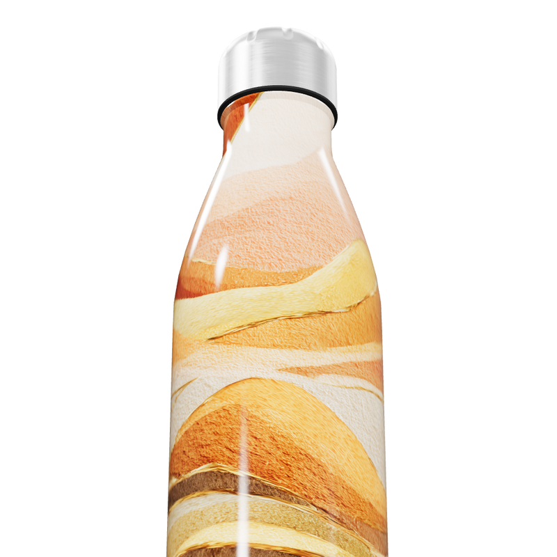Garrafa Inox - Estampa Abstrata Laranja