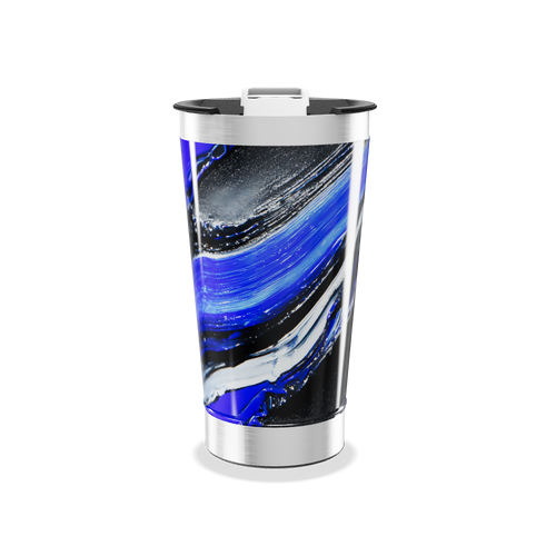 Copo Térmico - Azul com Estampa Abstrata
