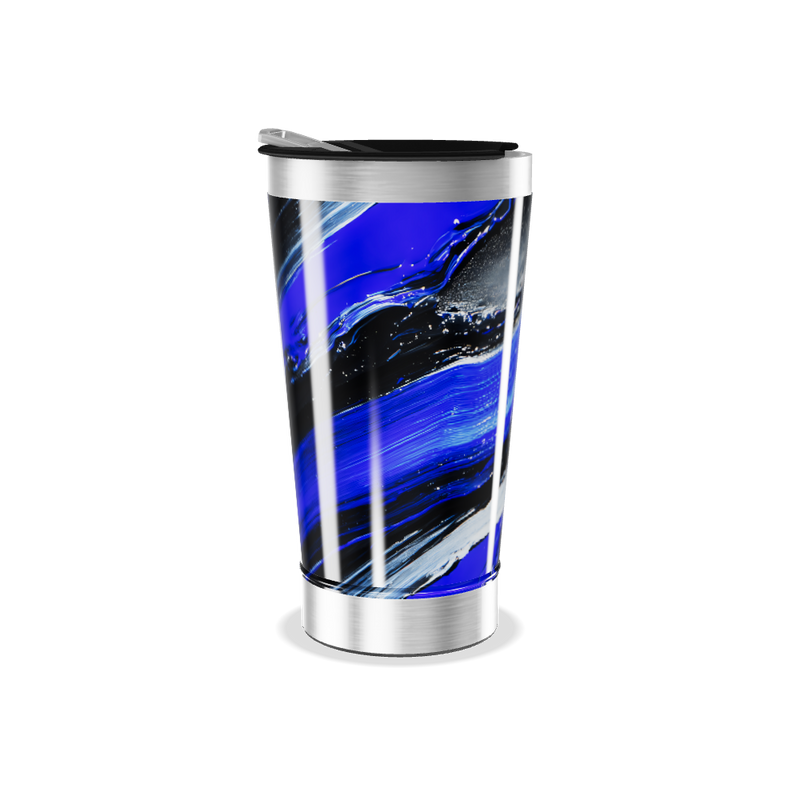 Copo Térmico - Azul com Estampa Abstrata