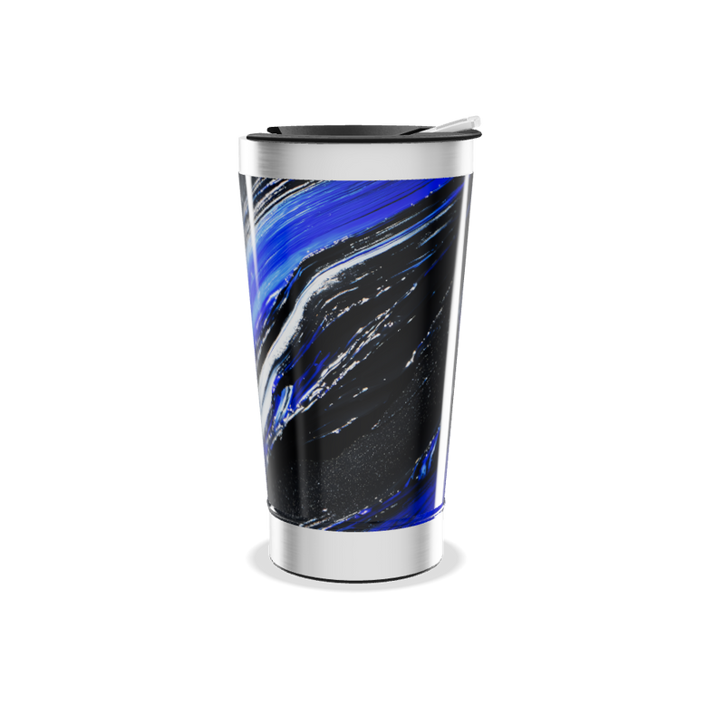 Copo Térmico - Azul com Estampa Abstrata
