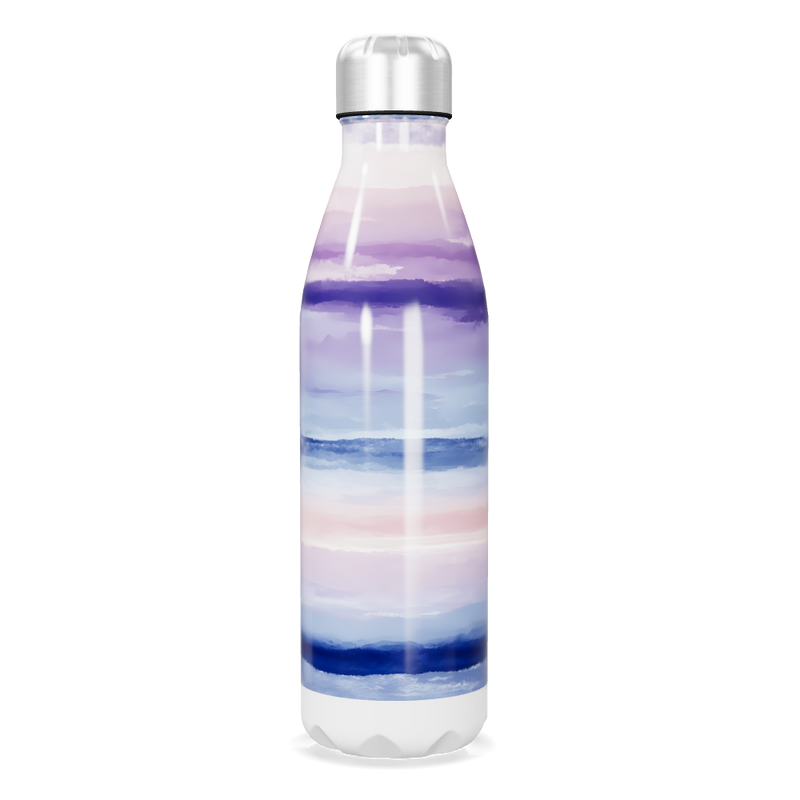 Garrafa Inox - Estampa Ondas Azul Roxo