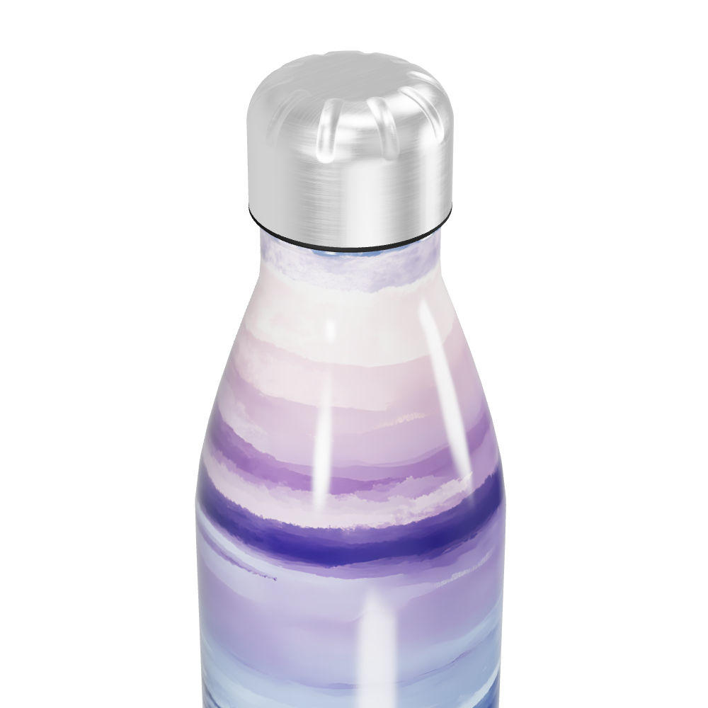 Garrafa Inox - Estampa Ondas Azul Roxo
